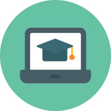 çevrimiçi eğitim düz simgesi, vektör, illüstrasyon