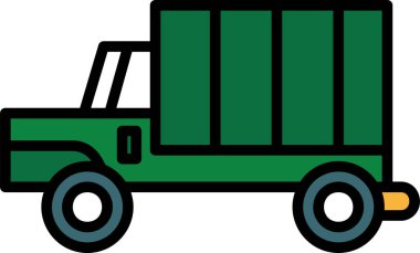 Beyaz arka planı olan yeşil kamyonun vektör çizimi