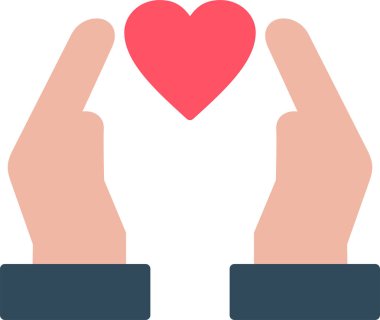 Kalp ikonu olan el, vektör illüstrasyonu