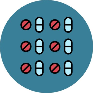 İlaç vektör ikonu. Düzenlenebilir taslak çizimi. düz ve tıbbi resimleme.