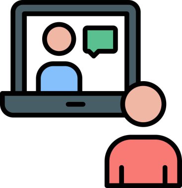 İnternet sohbet simgesi. hatlar arası sohbet vektör rengi düz izole