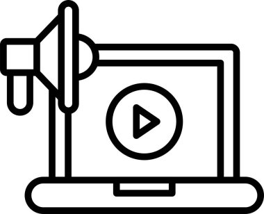 Video kamera simgesi. Beyaz arkaplanda izole edilmiş web tasarımı için video kamera vektör simgesi taslağı