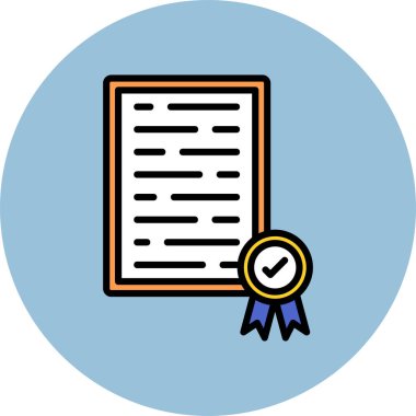 Sertifika diploma simgesi renk çizgisi vektörü