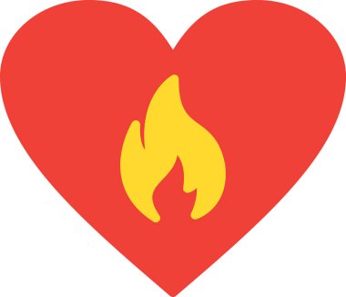 ateş kalp ikonu vektör illüstrasyonu