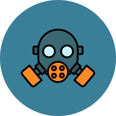 Gaz maskesi simgesi. Web için gaz maskesi vektör simgelerinin düz çizimi