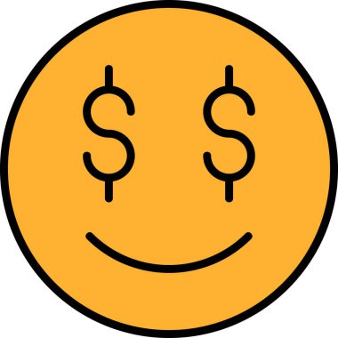 Mutlu dolar simgesi, renkli vektör illüstrasyonu