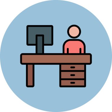 Bilgisayarla çalışan bir adamın vektör simgesi.