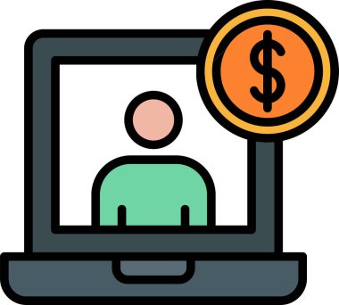 iş parası çevrimiçi simgesi - taslak biçimi