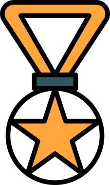 Madalya ödülü ikonu renk ana hatları vektörü