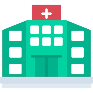 Hastane düz vektör simgesi