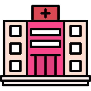 Hastane binası simgesi, vektör tasarımı