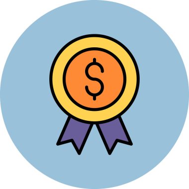 Ödül madalyası ikonu. özet ödüllü vektör illüstrasyon rengi düz izole