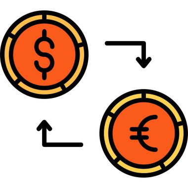 Para değişimi ikon vektörü. Taslak para döviz tabelası. izole edilmiş sınır sembolü çizimi