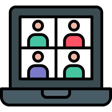 izleyici konferansı simgesi renk ana hatları vektörü