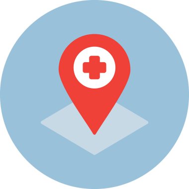 Hastane haritası pin vektör illüstrasyonu