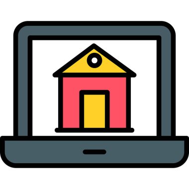 dizüstü bilgisayar evi simgesi - taslak biçimi