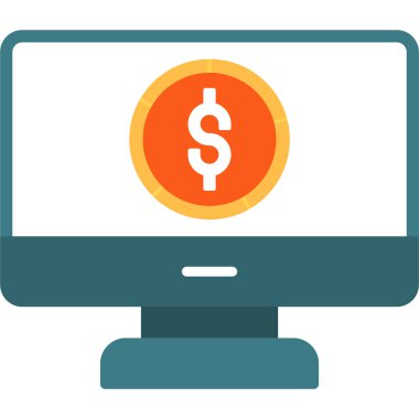 Doları düz simgesi, vektör, illüstrasyon