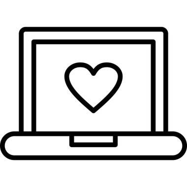 Aşk simgesi vektör illüstrasyonlu bilgisayar ekranı