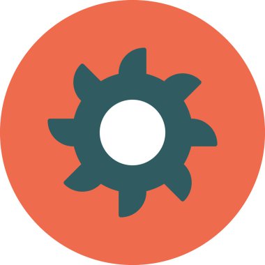 dişli vektör simgesi. resim biçimi düz bir simge sembolüdür, yuvarlak pictogram, turuncu ve mavi renkler.