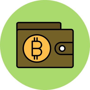 Bitcoin cüzdan simgesi, vektör illüstrasyonu basit tasarım