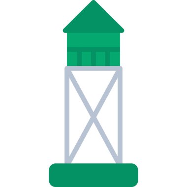 Yeşil ve mavi bir binanın vektör çizimi