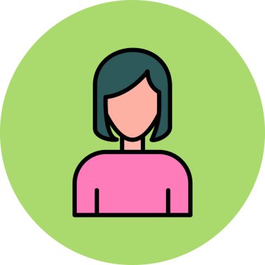 Kadın. Web simgesi basit illüstrasyon