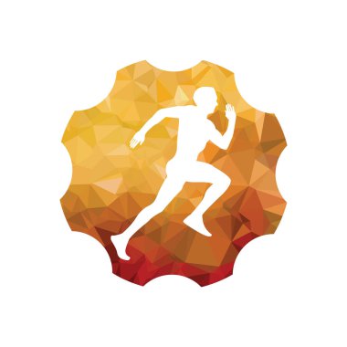 dişli dişli çarkları içinde çalışan adam basit logo tapınağı tasarımı.