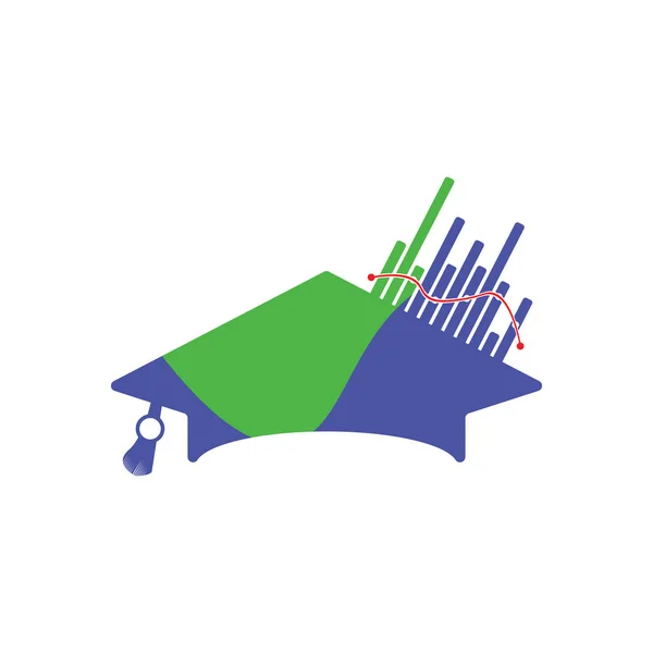 Finansiere Logo Med Uddannelse Cap Grøn Blå Farve Vektor Illustration – Stock-vektor