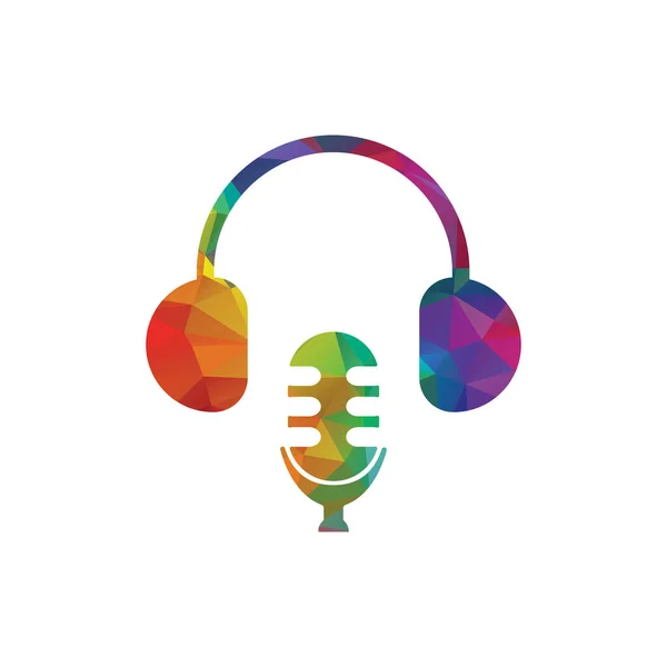 Mikrofon Słuchawki Logo Projekt Szablon Ilustracja — Wektor stockowy