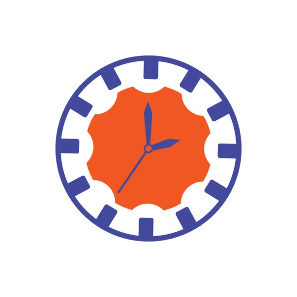 Dişli Tasarım Zaman Vektör Saat Illüstrasyonlu Duvar Saati — Stok Vektör