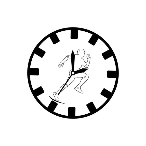Zegarek Ścienny Bieżni Fitness Design Wektor Czasu Ilustracja — Wektor stockowy