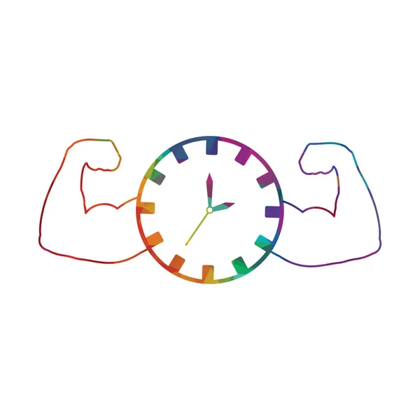 Zegarek Ścienny Biceps Budowy Wektor Czasu Ilustracja — Wektor stockowy