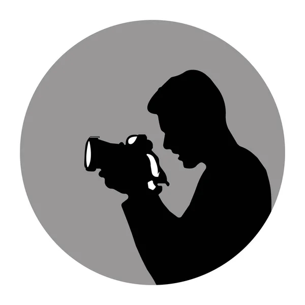 Photographer Silhouette Camera Vector Illustration Flat Design Style — Stock Vector