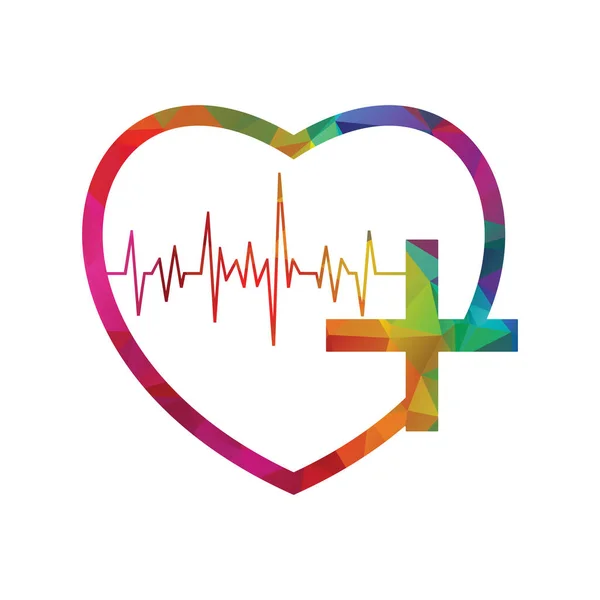 Corazón Con Icono Cardiograma Tema Médico Atención Médica Diseño Aislado — Vector de stock