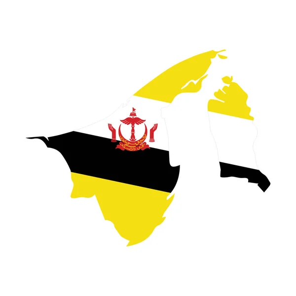 Mapa Bandera Brunei Sobre Fondo Gris Ilustración Vectorial — Vector de stock