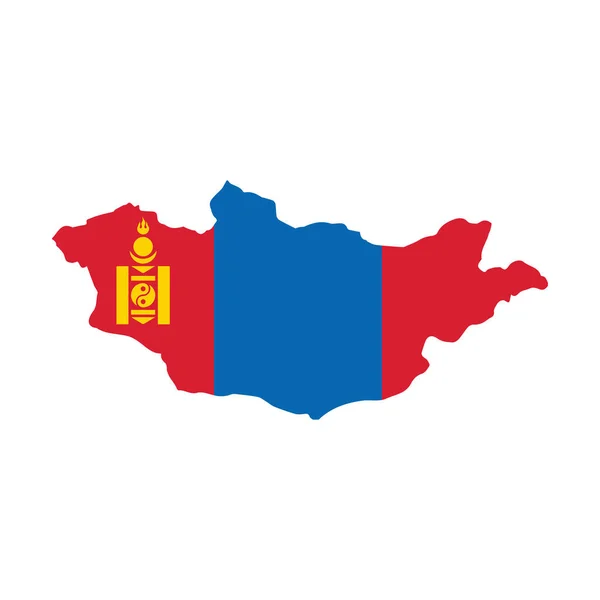 Mapa Mongolia Con Bandera Sobre Fondo Blanco Ilustración Vectorial — Vector de stock