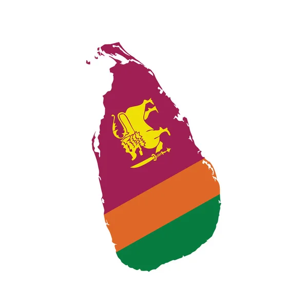 Srí Lanka Térkép Fehér Hátterű Zászlóval Vektorillusztráció — Stock Vector