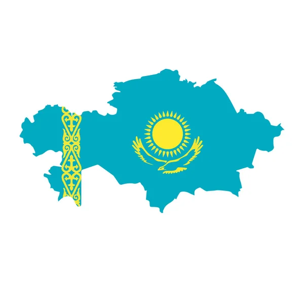 Kasachstan Landkarte Silhouette Mit Nationalflagge Vektorillustration — Stockvektor