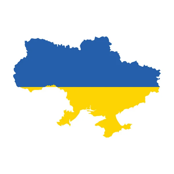 白地に国旗が描かれたウクライナ地図 ベクターイラスト — ストックベクタ