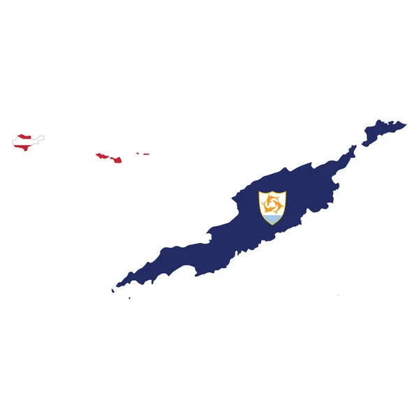 Anguilla İngiliz Denizaşırı Toprakları vektör illüstrasyon bayrağı ve harita logo tasarımı kavramı ayrıntılı