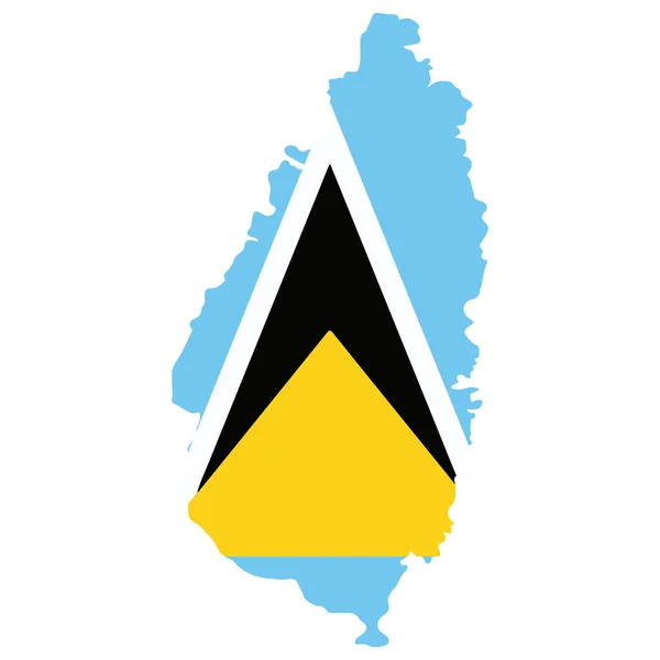 Karayip Vektör Illüstrasyon Bayrağı Harita Logo Tasarımı Konseptinde Saint Lucia — Stok Vektör