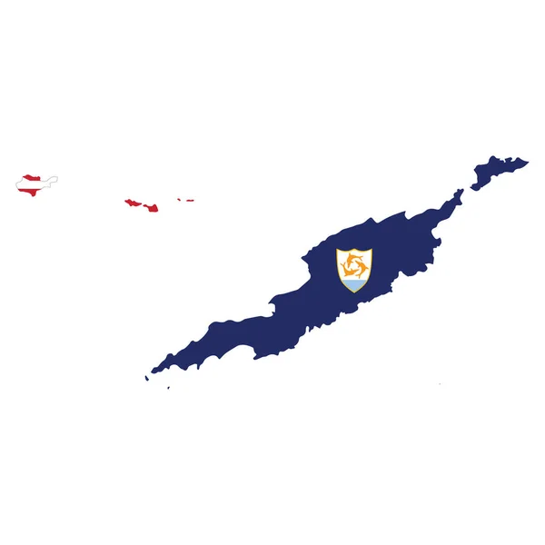 Anguilla British Overseas Territories Vector Illustration Flag Map Logo Design Gráficos Vetores