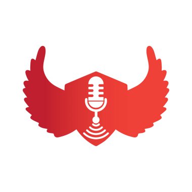 Kablosuz simge çizimi olan Podcast mikrofon