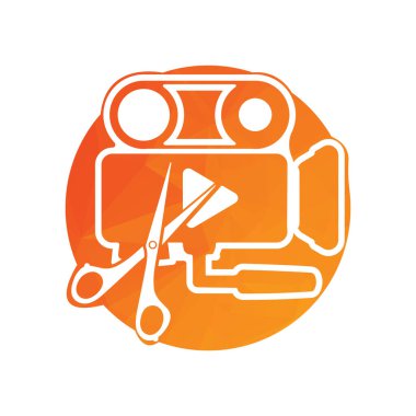 turuncu daire vektör illüstrasyonlu video kamera logosu