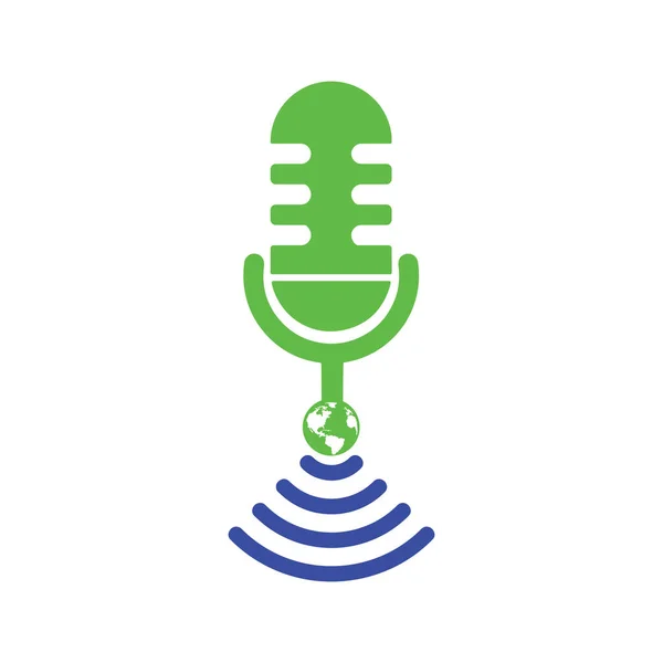 Kablosuz simge çizimi olan Podcast mikrofon