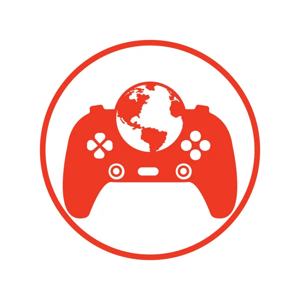 Design Ícone Logotipo Globo Jogo Online Gamer Mundo Silhueta Vetor — Vetor de Stock