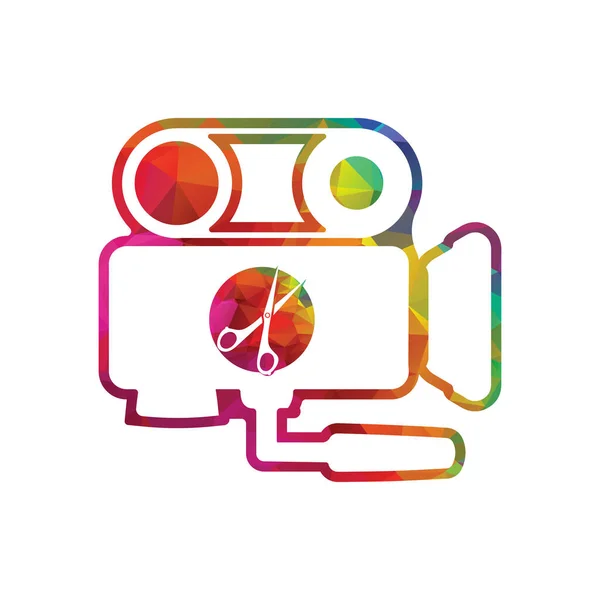 シザーベクトルイラスト付きの撮影ロゴビデオカメラ — ストックベクタ