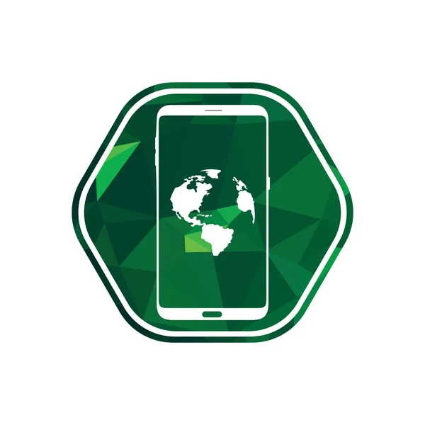 Дизайн Логотипа Смартфона Мобильная Векторная Иллюстрация Отпечатками Пальцев Внутри Иконки — стоковый вектор