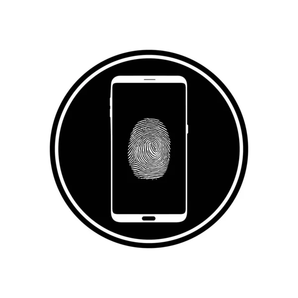 Дизайн Логотипа Смартфона Мобильная Векторная Иллюстрация Отпечатком Пальца Иконкой Форме — стоковый вектор