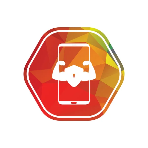 Дизайн Логотипа Смартфона Мобильная Векторная Иллюстрация Внутри Иконки Шестиугольника — стоковый вектор